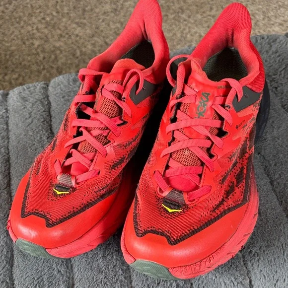 Hoka One One Speedgoat 5 Men's Running Shoes - Fiesta/Thyme -US 8D - Picture 6 of 11